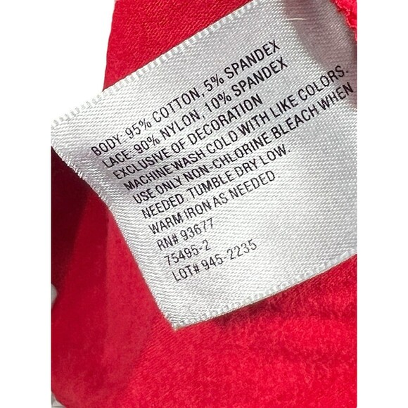 Y2K Holiday Red Lace Babydoll Cami Tank Top Plus 1X Worthington Satin Trim - Picture 6 of 8